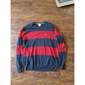 Brooks Brothers Sweater Men XXLarge Red/Blue Stripe Knit Cotton Crewneck